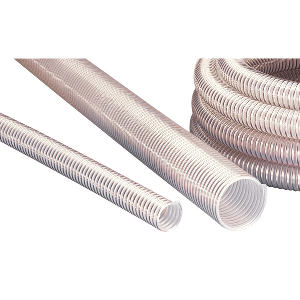 Antistatic polyurethane hose, super-heavy, microbe resistant, Temperature Range -40°C to 90°C, short time to 125°C, AIRDUC profile hose, spring steel wire firmly embedded in wall, wall thickness 2,0 to 2,5 mm approx.; 356-0180-0000 product image by Norres