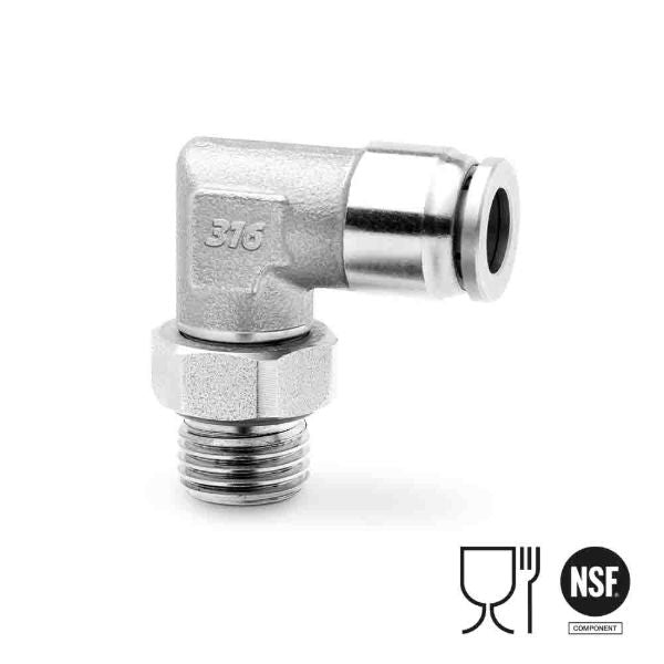 Image of X6522 8-1/4 - Push in fitting swivel elbow 8mm tube 1/4 thread st/st (Pack of 5) - Camozzi | Roladex UK