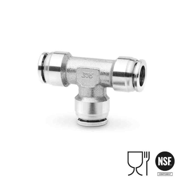 Image of X6540 10 - Push in fitting equal tube tee 10mm tube st/st (Pack of 5) - Camozzi | Roladex UK