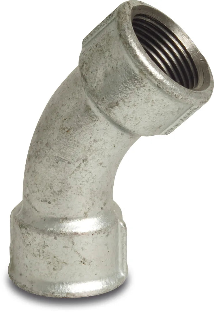 Profec Bend 45° Galvanised Cast Iron 1" Female Thread 25Bar | Profec | UK Supplier | Roladex