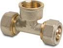 Profec T-Piece 90° Brass Nickel Plated 16mm x 1/2" x 16mm Compression Fitting x Female Thread x Compression Fittinglu-Pe-x | Profec | UK Supplier | Roladex