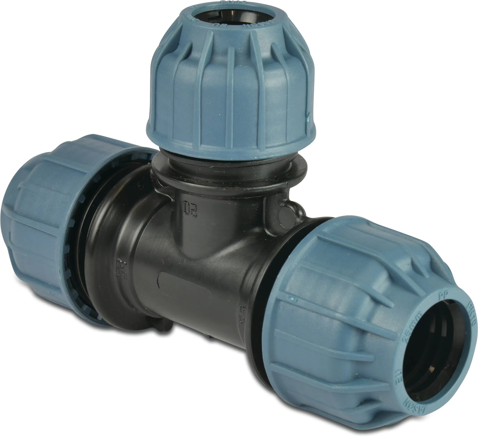 Jason T-Piece 90° PP 63mm x 50mm x 63mm Compression Fitting 10Bar | Jason | UK Supplier | Roladex