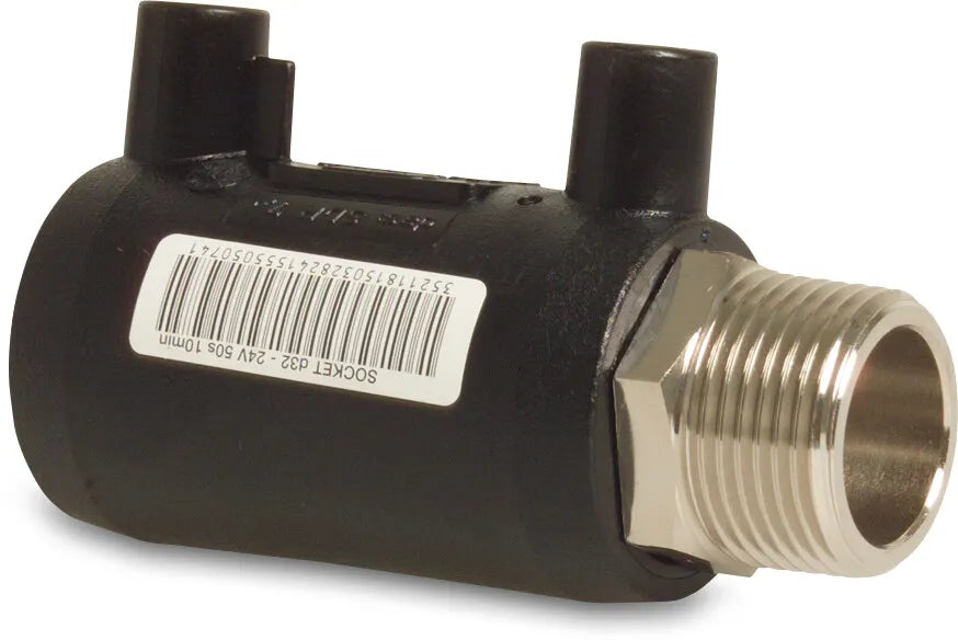 Profec Bush Pe100/Brass Nickel Plated 90mm x 3" Electrofusion Socket x Male Thread Sdr7,4 40Vac 16Bar 25Bar | Profec | UK Supplier | Roladex