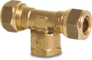 Bonfix T-Piece 90° Brass 15mm x 1/4" x 15mm Compression Fitting x Female Thread x Compression Fitting /Gastec | Bonfix | UK Supplier | Roladex
