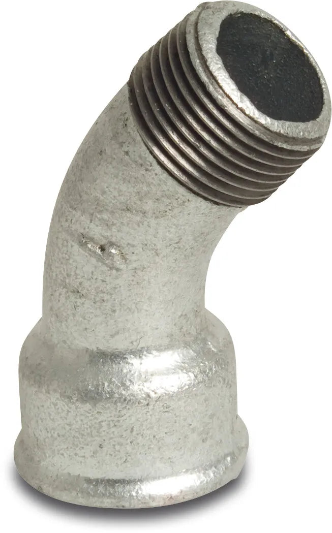Profec Bend 45° Galvanised Cast Iron 1 1/2" Female Thread x Male Thread 25Bar | Profec | UK Supplier | Roladex