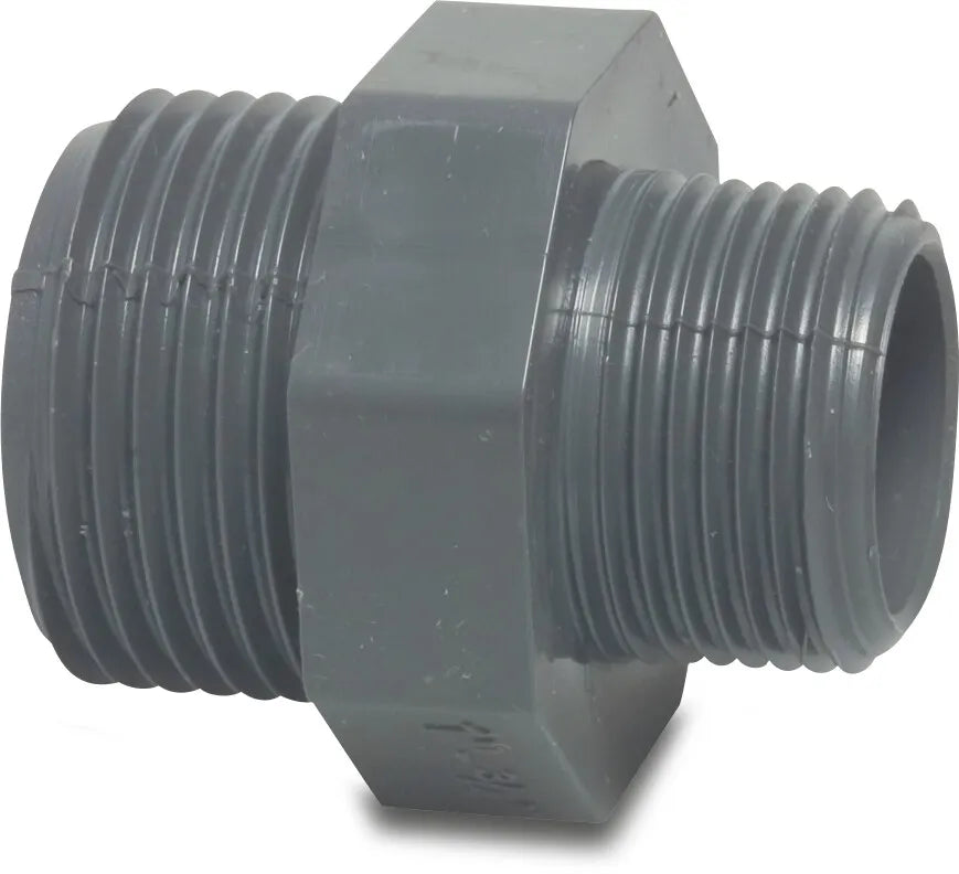 Profec NiPPle Hexagonal Pvc-U 3" x 1 1/2" Male Thread 10Bar Grey | Profec | UK Supplier | Roladex