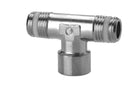 Image of S2090 1/8-1/8 - BSPT adaptor male female tee 1/8 thread PTFE seal (Pack of 5) - Camozzi | Roladex UK