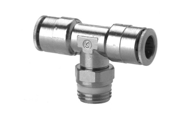 Image of S6430 14-1/2 - Push in fitting swivel branch tee 14mm tube 1/2 thread (Pack of 5) - Camozzi | Roladex UK