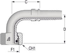 M16 -1.5 x 10mm 90deg Metric Female x 1/4 Hose