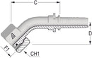 M12 -1.5L x 6mm 45deg Metric Female x 1/4 Hose