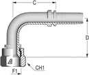 7/16" -20 JIC 90deg Female Elbow 3/16 Hose