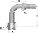7/16" -20 JIC 90deg Female Elbow x 1/4 Hose