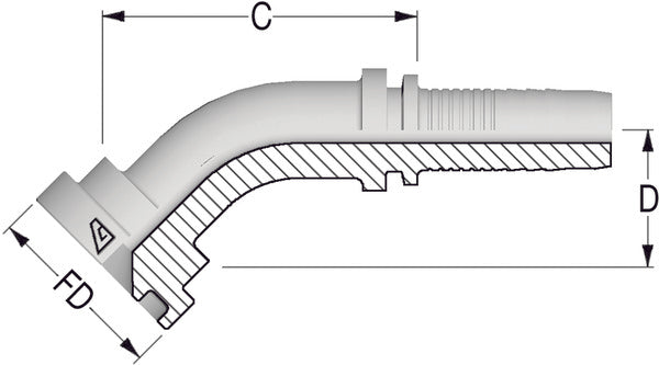 Flange 45deg 30.2mm 1/2" 3000PSI