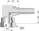 1/2" BSP 90deg Compact Elbow x 3/8 Hose