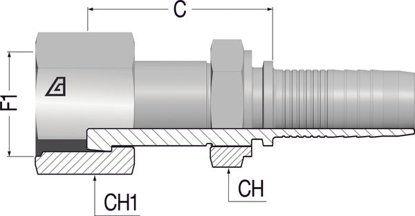 9/16" -18 ORFS Flat/Faced Female x 1/4 Hose