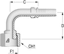 1" -14 ORFS 90deg Flat/Faced Female x 1/2 Hose
