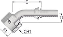 9/16" -18 ORFS 45deg Flat/Faced Female x 1/4 Hose